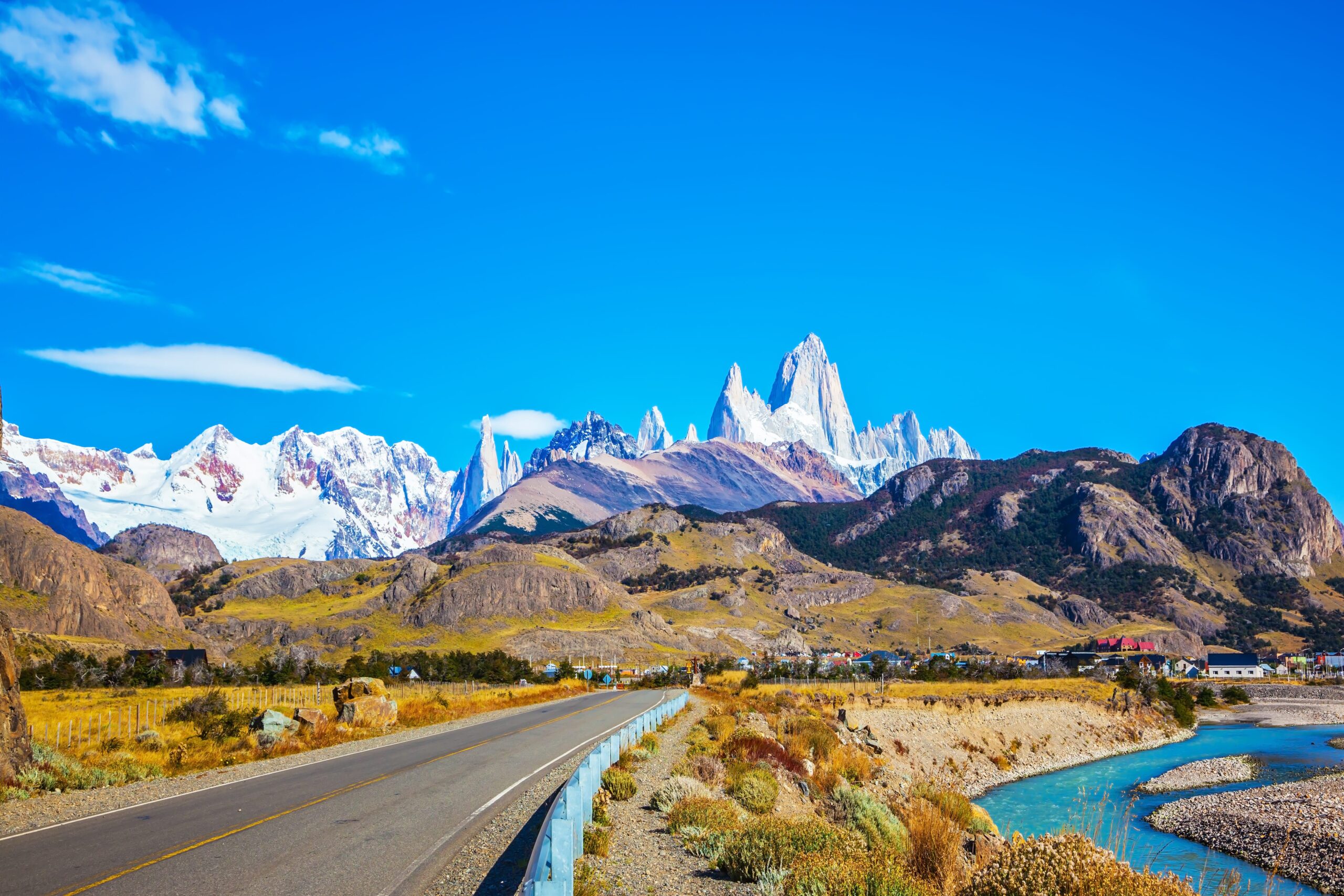 The sunny autumn day in Patagonia